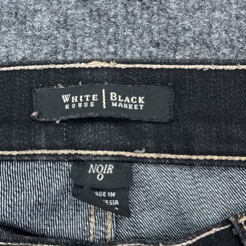 White House Black Market Noir Cropped Jeans Womens Size 0 Black Low Rise Stretch - Picture 10 of 12